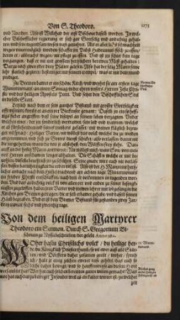 Von dem heiligen Martyrer Theodoro ...