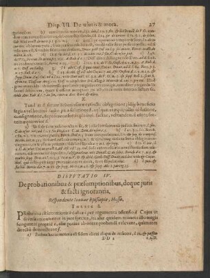 Disputatio IV. De probationibus & praesumptionibus ...