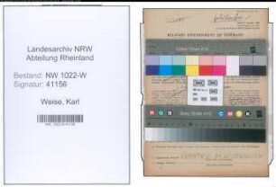 Entnazifizierung Karl Weise , geb. 22.10.1922 (Verwaltungsangestellter)