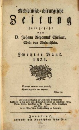 Medicinisch-chirurgische Zeitung. 1831, 2