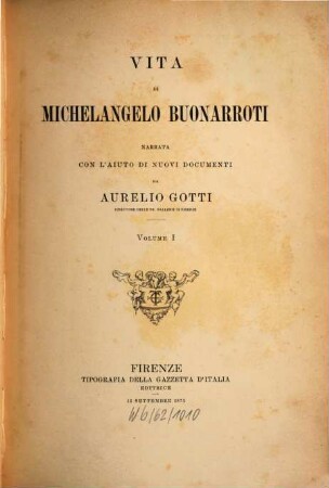 Vita di Michelangelo Buonarroti. 1