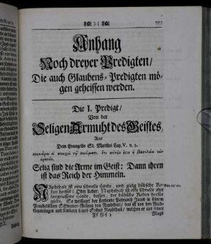 Anhang Noch dreyer Predigten/ Die auch Glaubens-Predigten mögen geheissen werden.