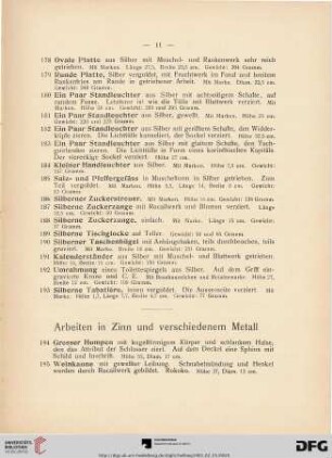 Arbeiten in Zinn und verschiedenem Metall (Nr. 194-208)