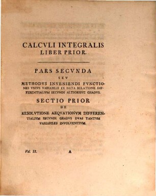 Institutio calculi integralis, 2