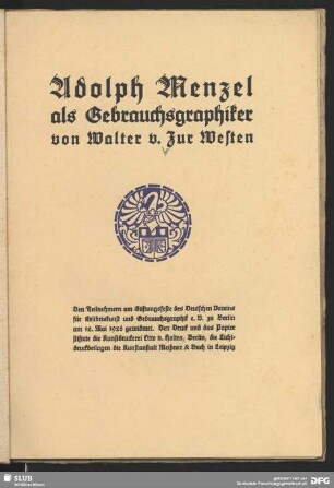 Adolph Menzel als Gebrauchsgraphiker