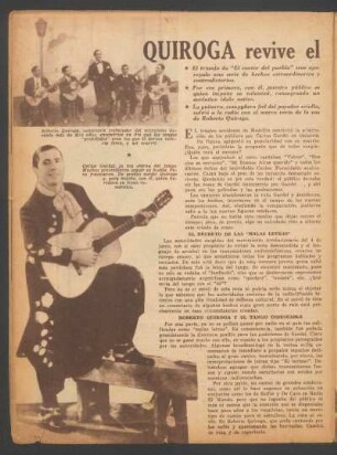 Quiroge revive el tango que cantó Gardel