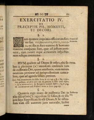 85-112, Exercitatio IV. De Praeceptis Pii, Honesti, Et Decori.