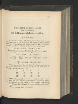 Berichtigung zu meiner Arbeit: Zur Berechnung von Kohlenwasserstoffgleichgewichten.