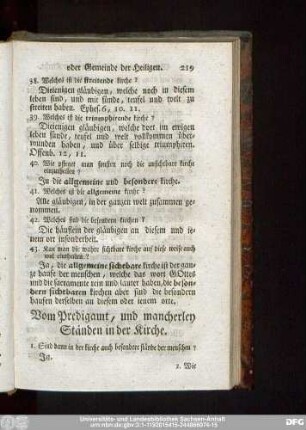 Vom Predigamt, und mancherley Ständen in der Kirche.