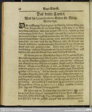 Das dritte Capitel. Was die Contributions-Gelder für Müntz-Sorten seyn : dritte Capitel. Was die Contributions-Gelder für Müntz-Sorten seyn