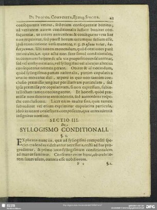 Sectio III. De Syllogismo Conditionali