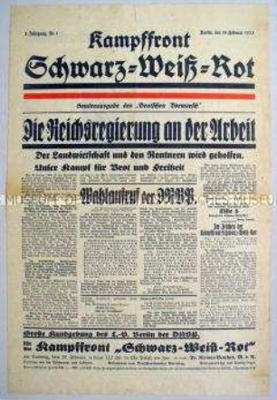 Sonderdruck der DNVP zur Reichstagswahl im 1933