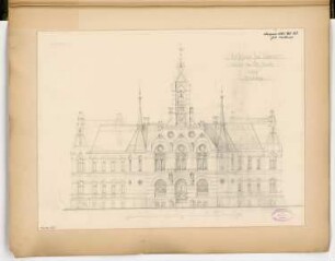 Rathaus, Nauen Monatskonkurrenz August 1885: Aufriss Vorderansicht