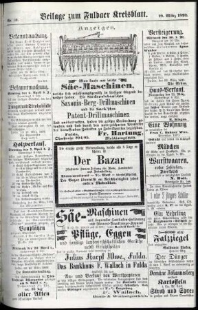 Zweite Ausgabe vom Dienstag, den 29. März 1892.