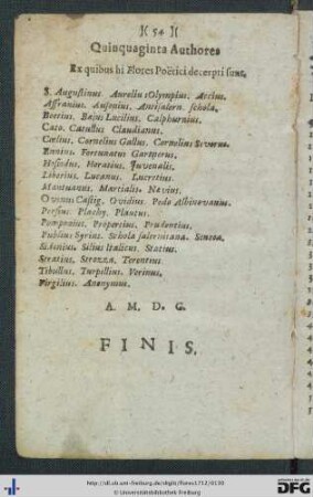 Quinquaginta Authores ex quibus hi Flores Poetici decerpti sunt.