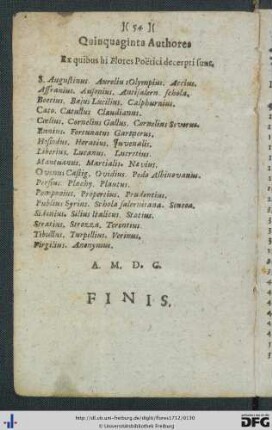 Quinquaginta Authores ex quibus hi Flores Poetici decerpti sunt.