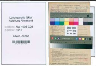Entnazifizierung Aenne Lawin , geb. 08.04.1913 (Kauffrau)