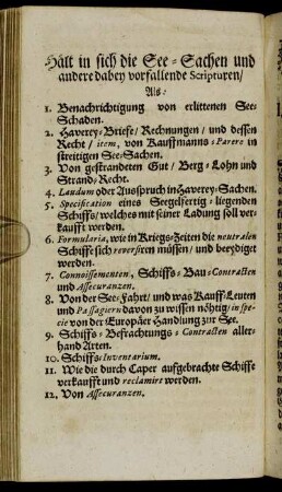 Hält in sich die See-Sachen und andere dabey vorfallende Scripturen