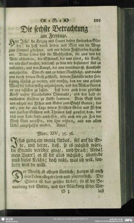 Die sechste Betrachtung am Freytage