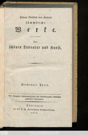 [Abt. 2], Theil 7: Abhandlungen und Briefe über schöne Literatur und Kunst