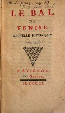 Le Bal de Venise : Nouvelle historique