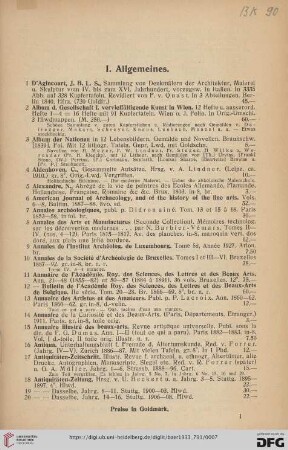 I. Allgemeines (Nr. 1-399)