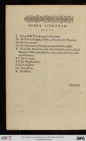 Index librorum decem