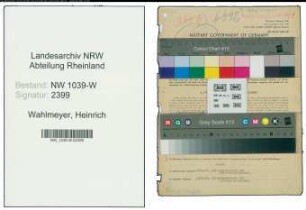 Entnazifizierung Heinrich Wahlmeyer , geb. 24.04.1890 (Kohleneinzelhaendler)