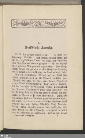 I. Deutschlands Erwachen