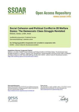 Social Cohesion and Political Conflict in 20 Welfare States: The Democratic Class Struggle Revisited