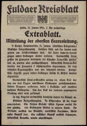 Zweite Ausgabe vom Donnerstag, den 21. Januar 1915.