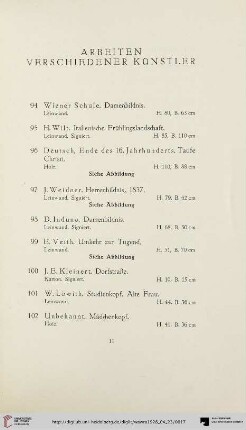 Arbeiten verschiedener Künstler (Nr. 94-105)