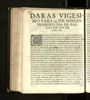 Daras vigesimo para 15. de nissan primeiro dia de pascua em dia de sabath - Daras primeiro parasah softim