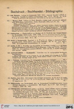 Buchdruck / Buchhandel / Bibliographie