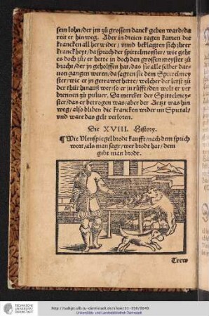 Die XVIII. History Wie Vlenspiegel brodt kaufft/nach dem sprich wort/als man sagt/wer brodt hat/dem gibt man brodt
