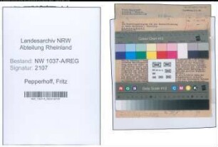Entnazifizierung Fritz Pepperhoff , geb. 26.12.1888 ()