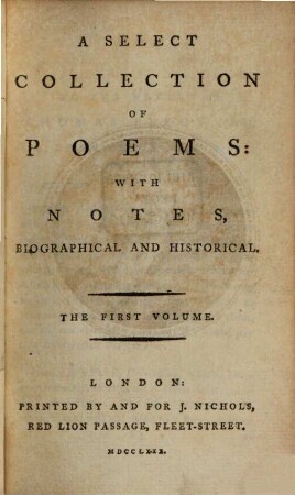 A Collection of Poems : With Notes, Biographical And Historical. 1