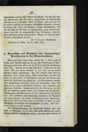 Grundsätze und Ansichten über stufenmäßiges Fortschreiten in der Elementarschule