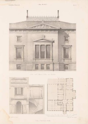 Villa, Berlin-Albrechtshof: Grundriss, Ansicht, Schnitt (aus: Architektonisches Skizzenbuch, H. 110/5, 1871)