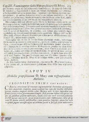 Caput IV: Medulle propositionum D. Mery cum responsionibus Authoris