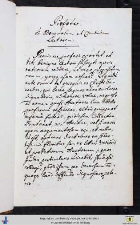 Praefatio ad Benevolum et Candidum Lectorem.