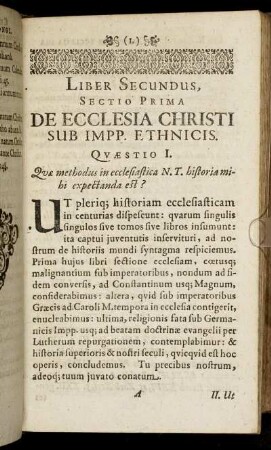 Sectio Prima De Ecclesia Christi Sub Impp. Ethnicis.
