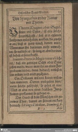 Von Sympathia in der Natur und Thieren