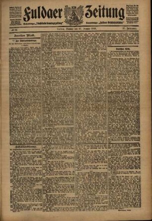 Zweite Ausgabe vom Montag, den 17. Januar 1910.