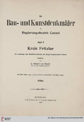 Band 2: Atlas: Die Bau- und Kunstdenkmäler im Regierungsbezirk Cassel: Kreis Fritzlar