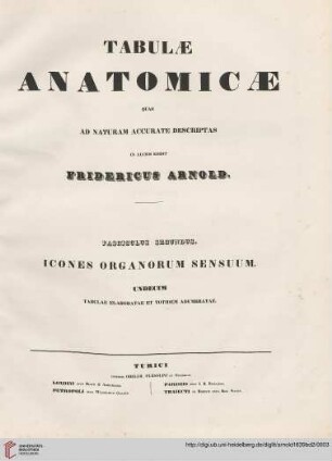 Band 2: Tabulae anatomicae: quas ad naturam accurate descriptas in lucem edidit: Icones organorum sensuum : undecim tabulae elaboratae et totidem adumbratae