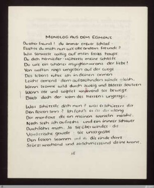 [Schlussband] - [Handschrift] - Monolog aus dem Egmont (Monolog aus Goethes Egmont in Versen) - StGA-George I,1819 : [SW XVIII: h2(Jugenddichtungen)]; [SW XVIII, S. [87]-90/142-143]