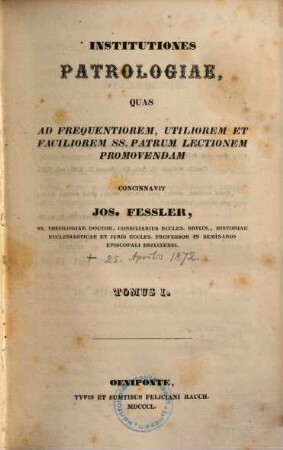 Institutiones patrologiae, 1