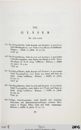 VIII. Gläser (Nr. 435-445)
