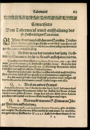 Conversatio Vom Tabernacul unnd auffhaltung des H. Hochwürdigen Sacrament.